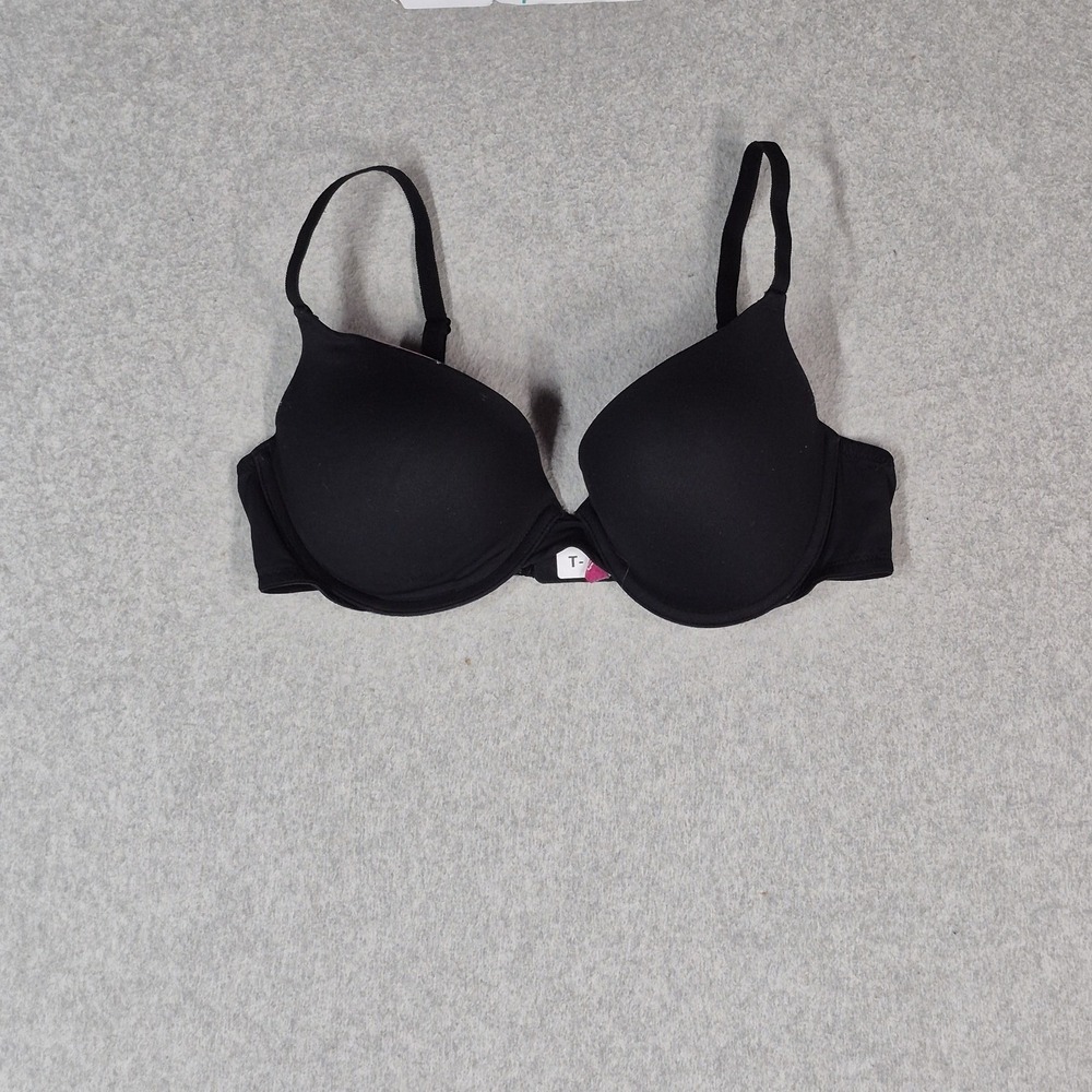 Victoria's Secret PINK Women Bra 36C Black T Shirt Underwired Strap READ
